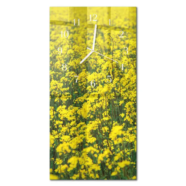 Horloge murale en verre rectangulaire Champ de fleurs