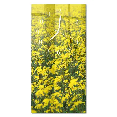Horloge murale en verre rectangulaire Champ de fleurs