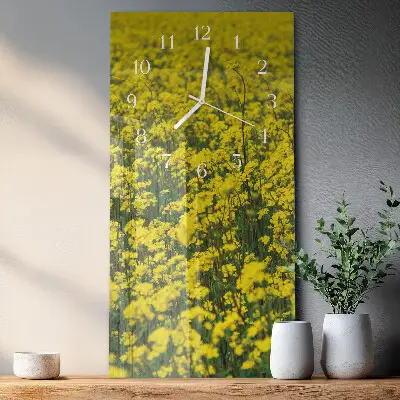 Horloge murale en verre rectangulaire Champ de fleurs