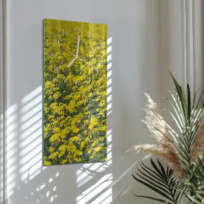 Horloge murale en verre rectangulaire Champ de fleurs