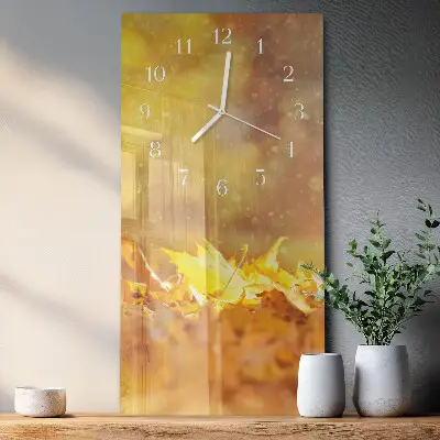 Horloge murale en verre rectangulaire Feuilles