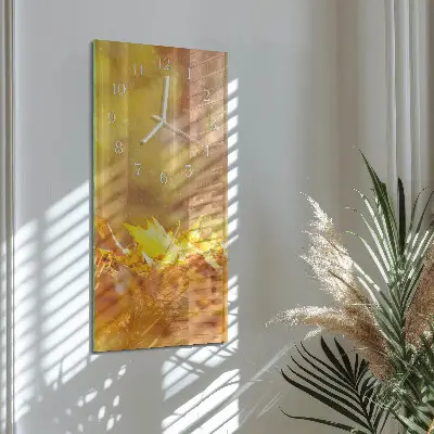 Horloge murale en verre rectangulaire Feuilles