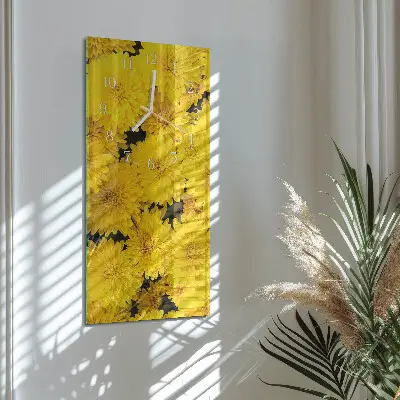 Horloge murale en verre rectangulaire Fleurs