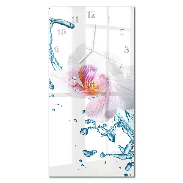 Horloge murale en verre rectangulaire Orchidée