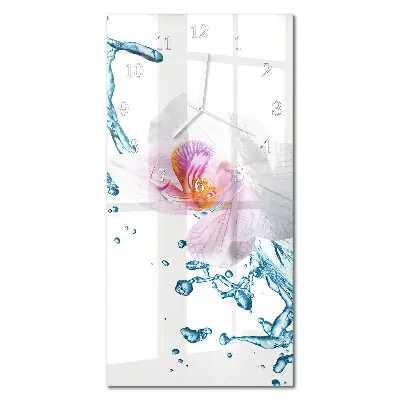 Horloge murale en verre rectangulaire Orchidée