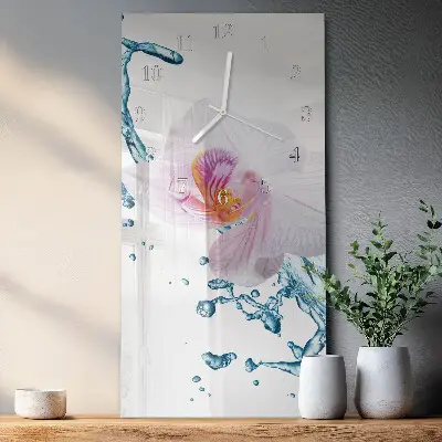 Horloge murale en verre rectangulaire Orchidée