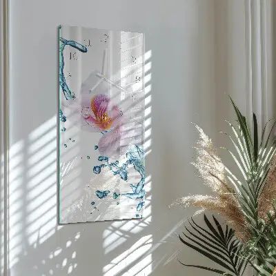 Horloge murale en verre rectangulaire Orchidée
