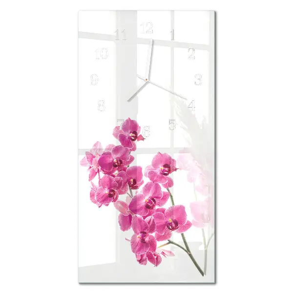 Horloge murale en verre rectangulaire Orchidées