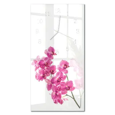 Horloge murale en verre rectangulaire Orchidées