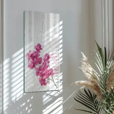 Horloge murale en verre rectangulaire Orchidées