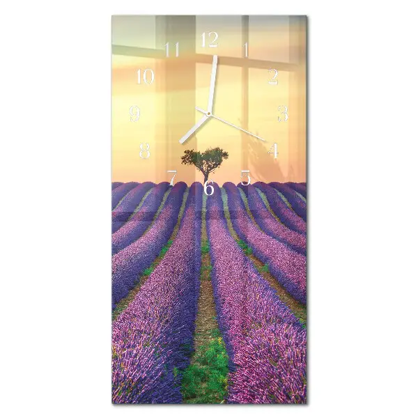 Horloge murale en verre rectangulaire Champ de lavande
