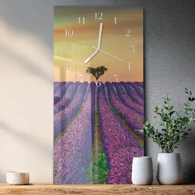 Horloge murale en verre rectangulaire Champ de lavande