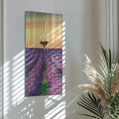 Horloge murale en verre rectangulaire Champ de lavande