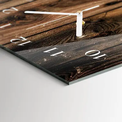Horloge murale en verre rectangulaire Bois