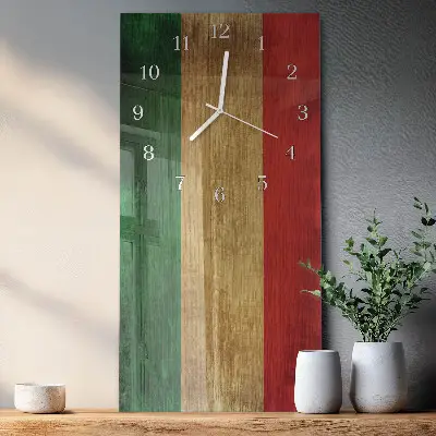Horloge murale en verre rectangulaire Drapeau italien