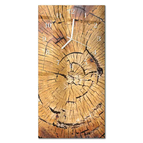 Horloge murale en verre rectangulaire Grain de bois