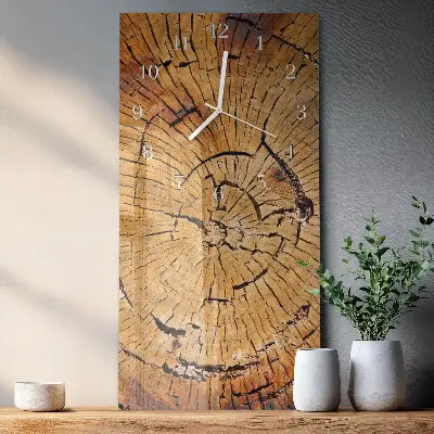 Horloge murale en verre rectangulaire Grain de bois