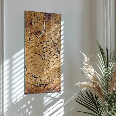 Horloge murale en verre rectangulaire Grain de bois