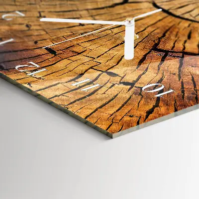 Horloge murale en verre rectangulaire Grain de bois