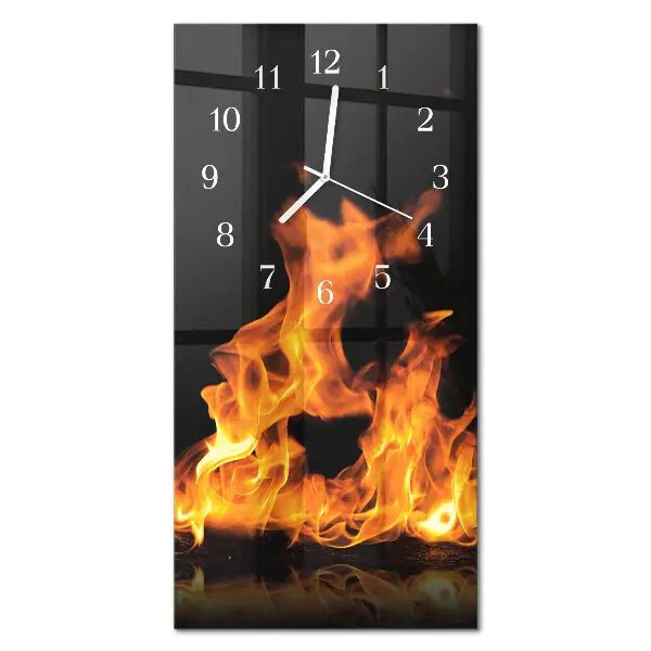 Horloge murale en verre rectangulaire Feu