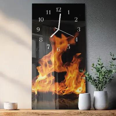 Horloge murale en verre rectangulaire Feu