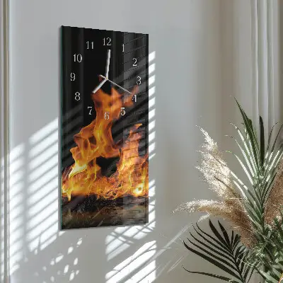 Horloge murale en verre rectangulaire Feu
