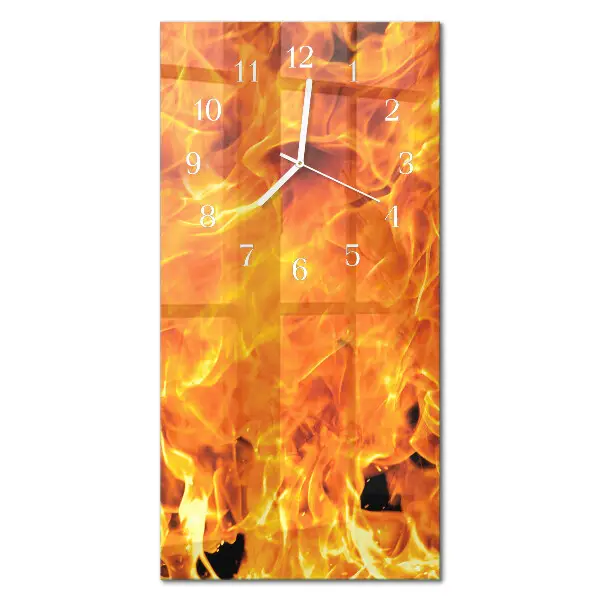 Horloge murale en verre rectangulaire Feu