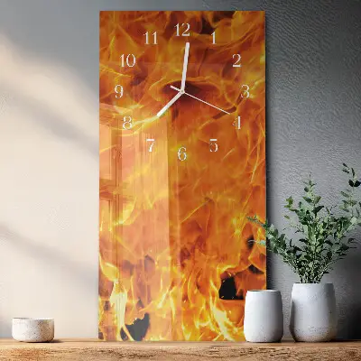 Horloge murale en verre rectangulaire Feu