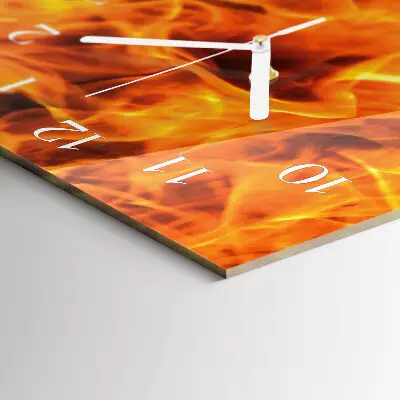 Horloge murale en verre rectangulaire Feu