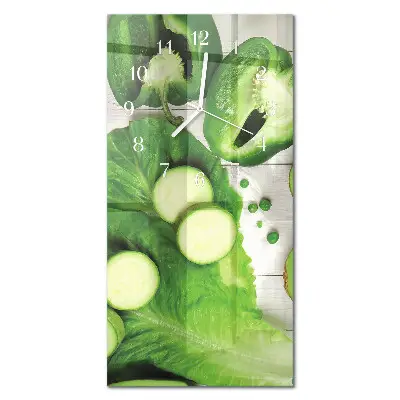 Horloge murale en verre rectangulaire Légumes