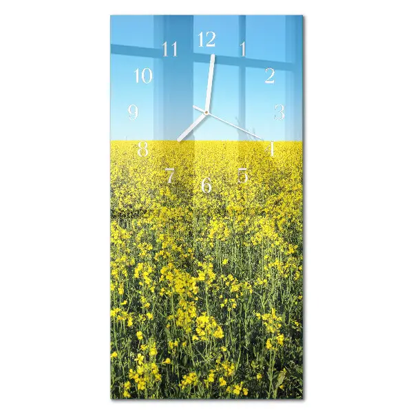Horloge murale en verre rectangulaire Champ de fleurs