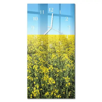 Horloge murale en verre rectangulaire Champ de fleurs