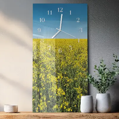 Horloge murale en verre rectangulaire Champ de fleurs