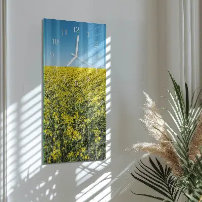 Horloge murale en verre rectangulaire Champ de fleurs