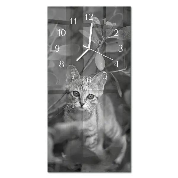 Horloge murale en verre rectangulaire Chat