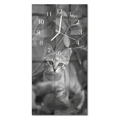 Horloge murale en verre rectangulaire Chat