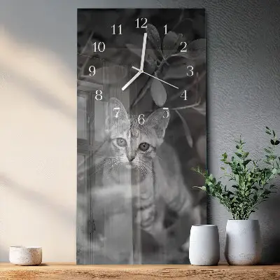 Horloge murale en verre rectangulaire Chat