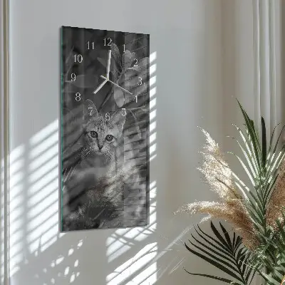 Horloge murale en verre rectangulaire Chat