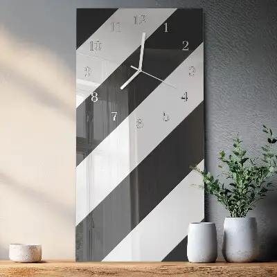 Horloge murale en verre rectangulaire Rayures