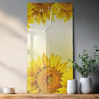 Horloge murale en verre rectangulaire Tournesol