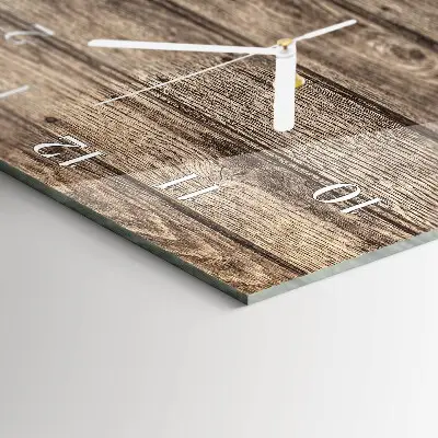 Horloge murale en verre rectangulaire Bois
