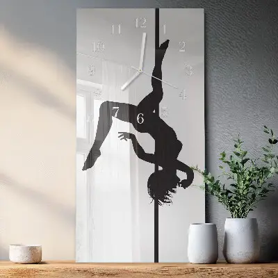Horloge murale en verre rectangulaire Danseuse de pole dance