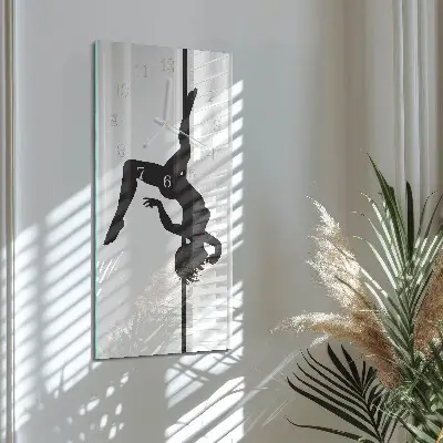 Horloge murale en verre rectangulaire Danseuse de pole dance