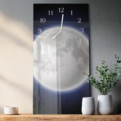 Horloge murale en verre rectangulaire Lune