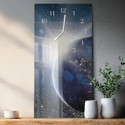 Horloge murale en verre rectangulaire L'univers de la terre
