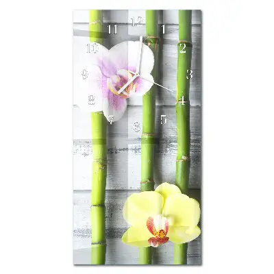 Horloge murale en verre rectangulaire Bambou orchidée