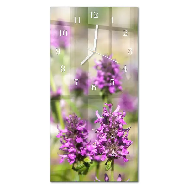 Horloge murale en verre rectangulaire Fleurs