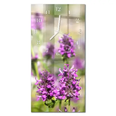 Horloge murale en verre rectangulaire Fleurs
