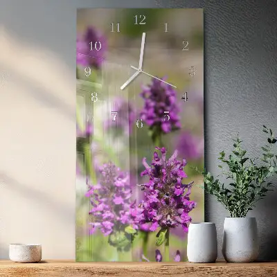 Horloge murale en verre rectangulaire Fleurs