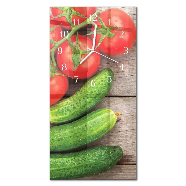 Horloge murale en verre rectangulaire Légumes